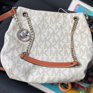 Michael Kors Beige and Brown Shoulder Bag